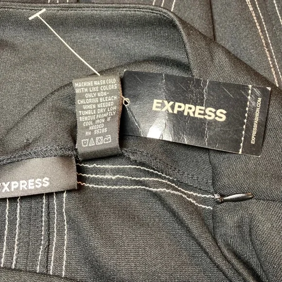 Express Black Pencil Skirt White Stitching Career Business‎ Professional NWT - Picture 5 of 5